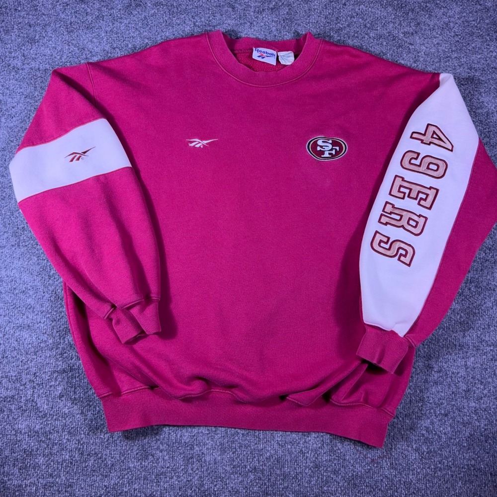 Vintage Reebok San Francisco 49ers Sweatshirt Pink Magenta NFL Mens Large